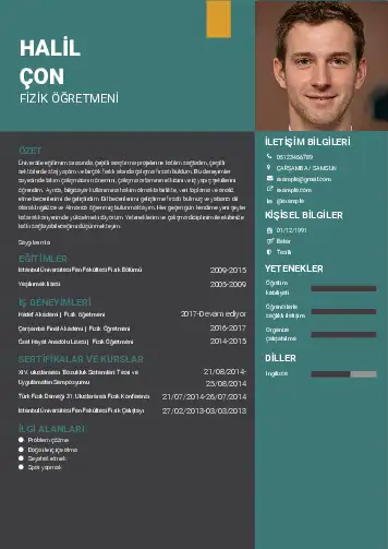 Fizik Öğretmeni CV Örnekleri cv indir